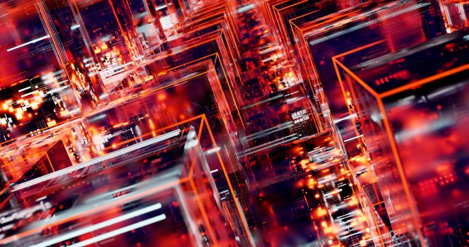 Ilustrasi jaringan blockchain yang kompleks menunjukkan bagaimana data saling terhubung secara terdesentralisasi, merepresentasikan fondasi teknologi untuk masa depan digital. Visual ini menggambarkan transparansi dan keamanan transaksi yang menjadi ciri khas blockchain dalam berbagai aplikasinya.