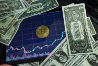 Grafik yang menunjukkan pertumbuhan aset kripto di layar digital, melambangkan potensi investasi dan volatilitas pasar yang membutuhkan pemahaman mendalam. Ilustrasi ini merepresentasikan bagaimana teknologi blockchain terus mendorong inovasi dalam dunia keuangan digital.